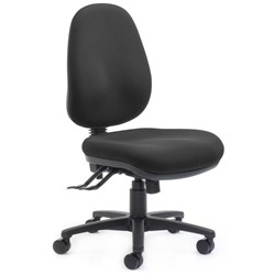 DELTA MANUAL HIGH BACK CHAIR 120 KG BLACK FABRIC NO ARMS 3 LEVER CHAIR