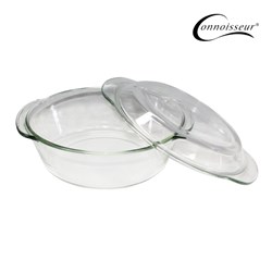 COOKWARE CASSEROLE DISH ROUND GLASS WITH LID 2 LITRE