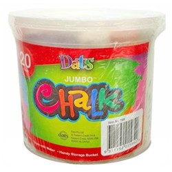 DATS CHALK BUCKET ASSORTED COLOURS JUMBO STICK  CHALCB20 sidewalk chalk