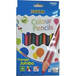 OSMER JUMBO TRIANGULER PENCILS COLOURED 12 PENCIL SET BTS